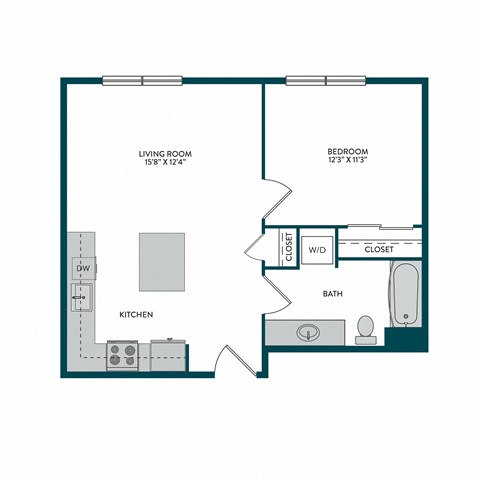 Aspire11 Apartments in Tacoma, Washington 1x1 Floor Plan